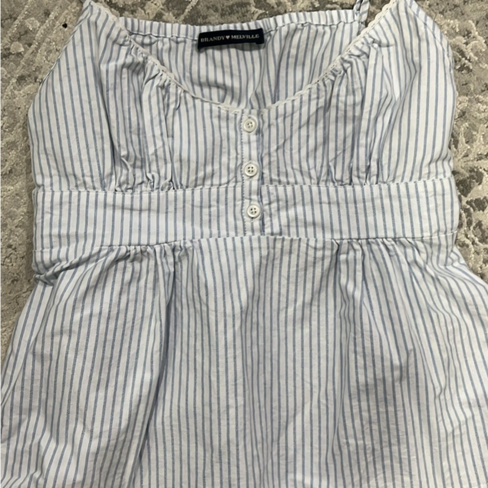 Brandy Melville White and Blue Striped Camisole